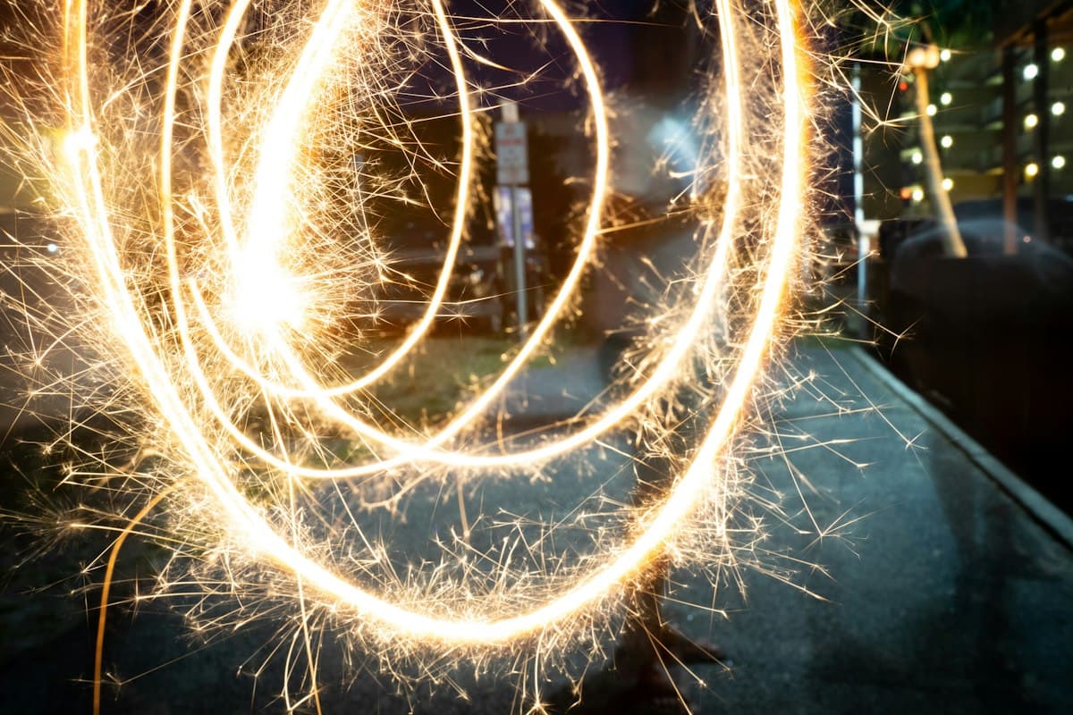 Long-exposure sparkler light trails